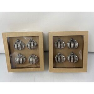 Tahari Home Napkin Rings (2 Sets of 4) Crown Jewel‎ Silver Rhinestone Decor